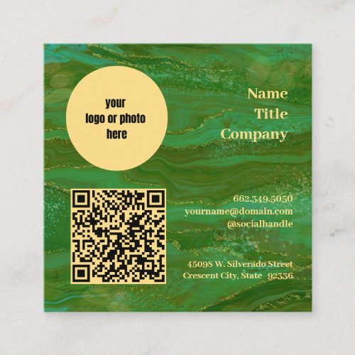Modern Green Gold  Square Business Card