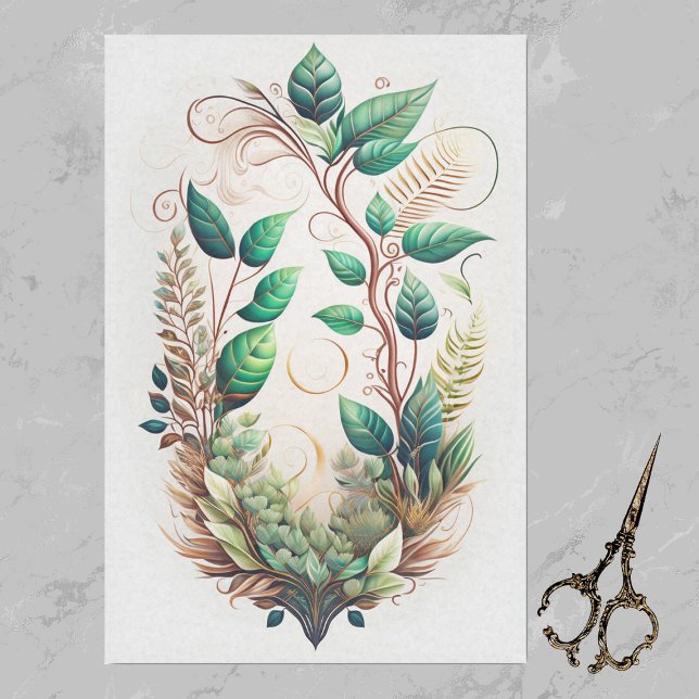 Modern Green Gold Vines Illustration Tissue Paper (Creator Uploaded)