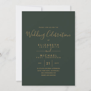 Modern Green Gold Wedding Invites