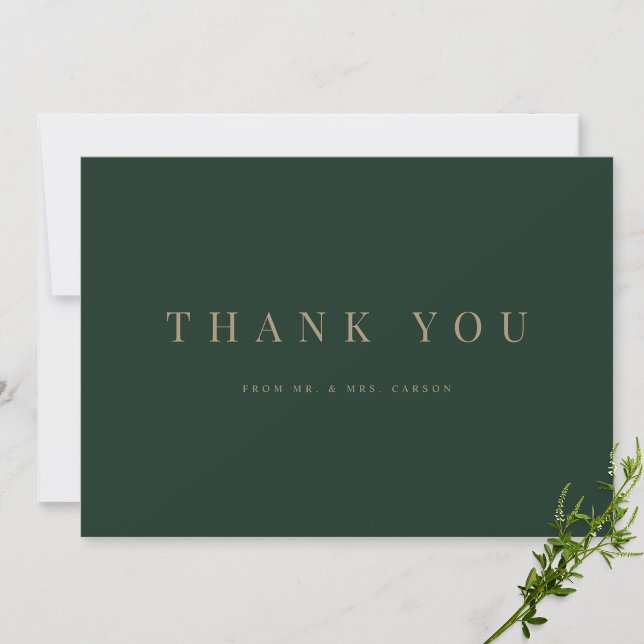Modern Green & Gold Wedding Thank you Card (Creator Uploaded)