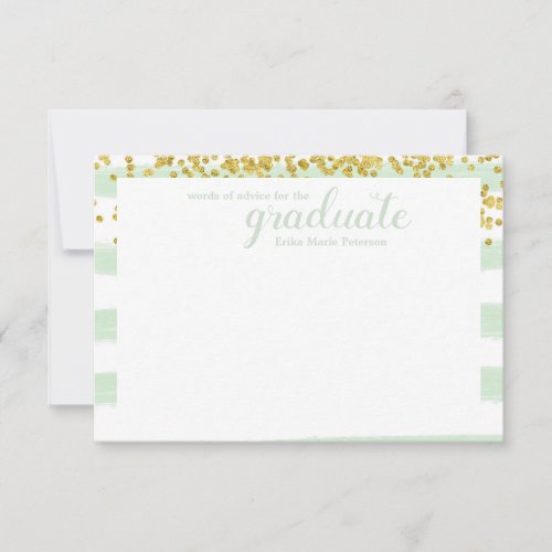 Modern Green  Gold Words of Advice Cards