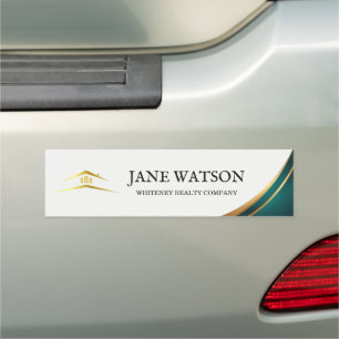 Modern Green & Golden Real Estate Car Magnet