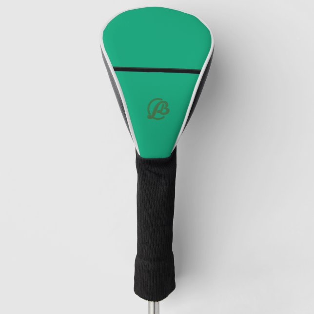 Modern Green Golf Club Headcover with Monogram (Front)