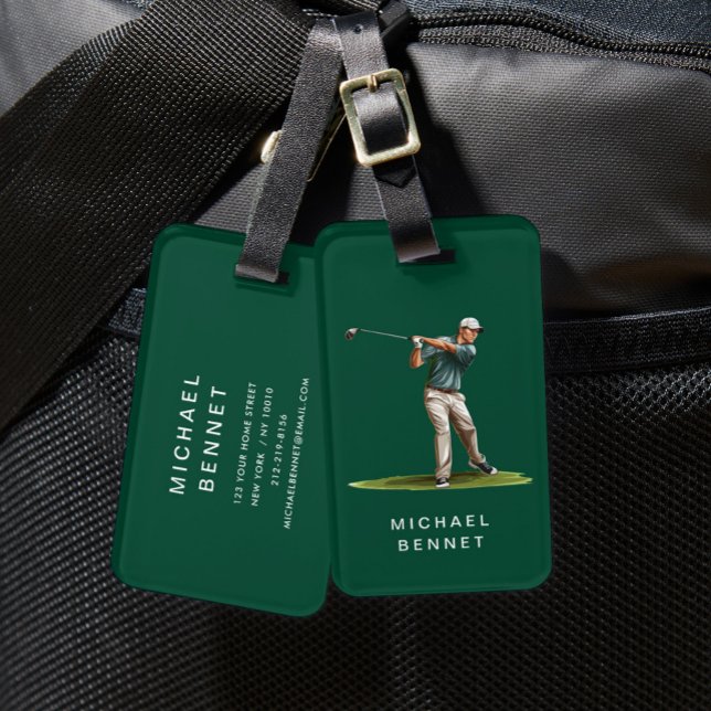Modern Green Golfer Sport Luggage Tag (Modern Green Golfer Sport Luggage Tag)