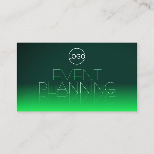 Modern Green Gradient Chic Mirror Font with Logo Business Card