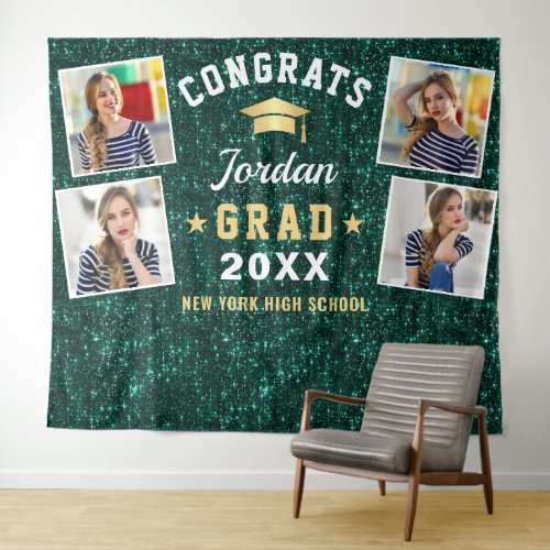 Modern Green Graduation 4 Photo Booth Backdrop