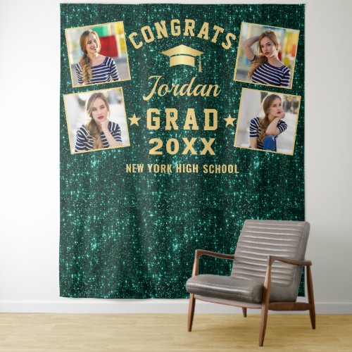 Modern Green Graduation 4 Photo Booth Backdrop