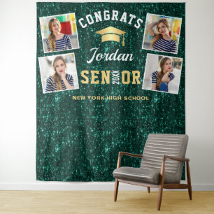 Modern Green Graduation 4 Photo Booth Backdrop