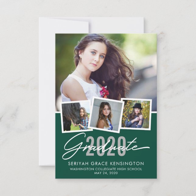 Modern Green Graduation Class of 2020 Photo Announcement (Front)