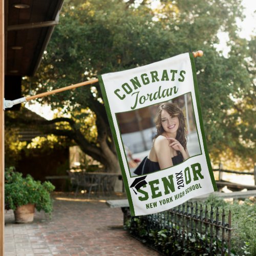 Modern Green Graduation Class of 2024 PHOTO House Flag