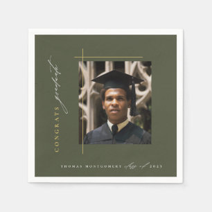 Modern Green Graduation Party Napkins