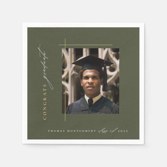Modern Green Graduation Party Napkins (Front)