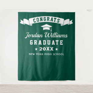Modern Green Graduation Party Photo Backdrop