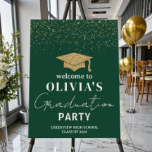 Modern Green Graduation Party Welcome Sign
