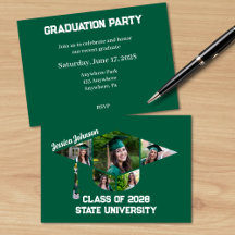 Modern Green Graduation Shape Photo Collage Party