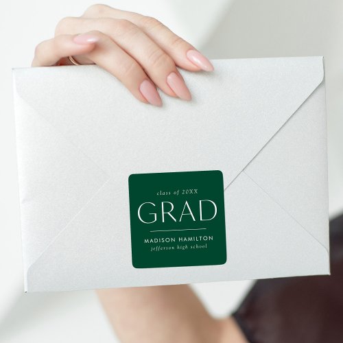 Modern Green Graduation Square Sticker