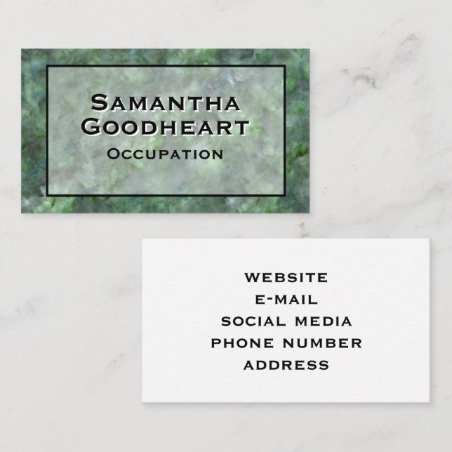Modern green granite marble stone  business card (Front/Back)