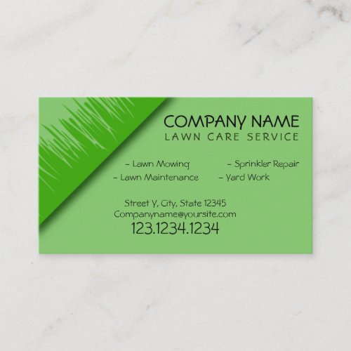 Modern Green Grass Cutting Lawn Care Business Card