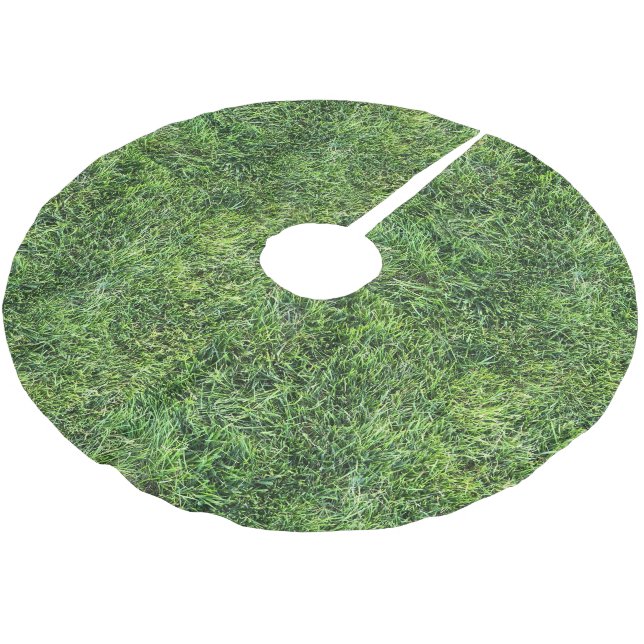 Modern green grass pattern Christmas Brushed Polyester Tree Skirt (Angled)