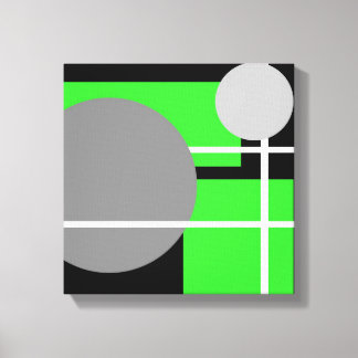 Modern Green Gray Black White - Wrapped Canvas Print