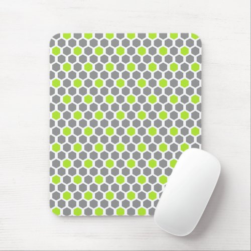 Modern Green Gray Geometric Mouse Pad