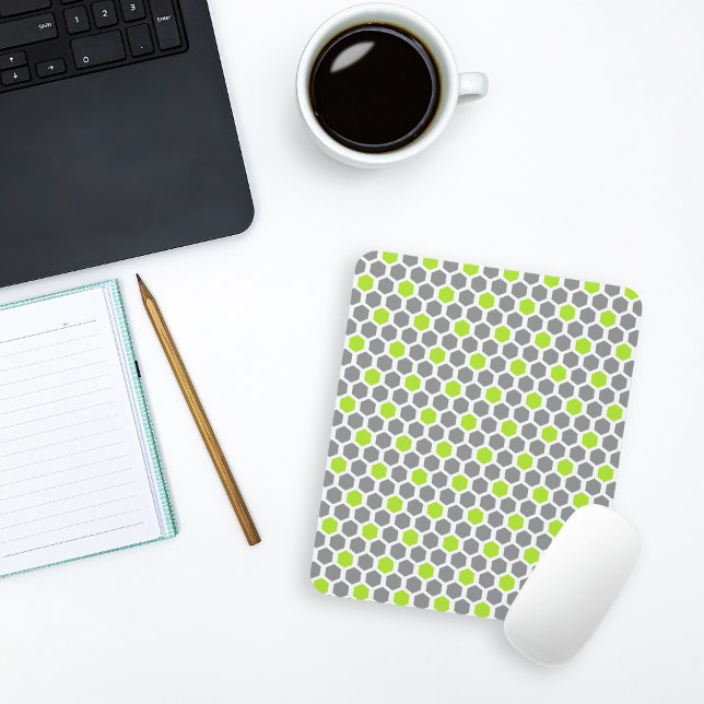 Modern Green Gray Geometric Mouse Pad (Creator Uploaded)