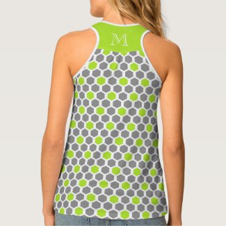 Modern Green Gray Geometric Pattern With Monogram 