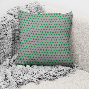 Modern Green Gray Polka Dots Pattern Throw Pillow