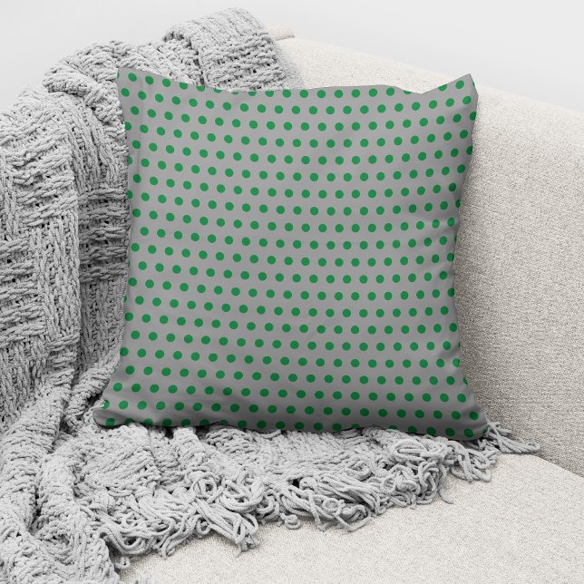 Modern Green Gray Polka Dots Pattern Throw Pillow (Creator Uploaded)