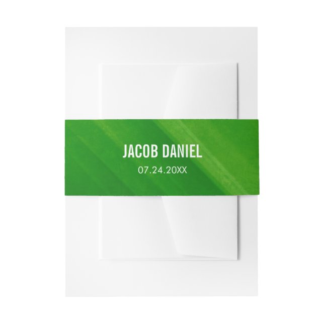 Modern Green Grunge Bar Mitzvah Invitation Belly Band (Front Example)