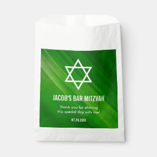 Modern Green Grunge Bar Mitzvah Personalized Favor Bag