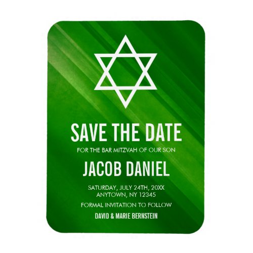 Modern Green Grunge Bar Mitzvah Save the Date Magnet