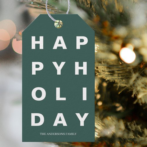 Modern Green Happy Holiday Gift Tags