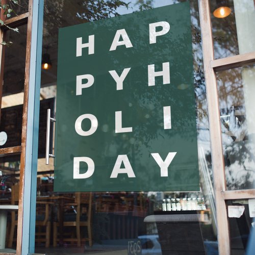 Modern Green Happy Holiday Window Cling