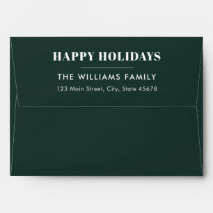 Modern Green Happy Holidays Return Address Envelope