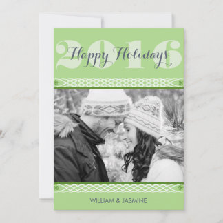 Modern Green Holiday Photo Holiday Flat Card