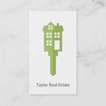 Modern Green House Logo Real Estate Business Cards
