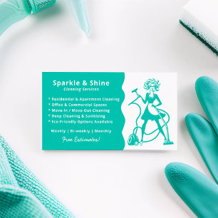 Modern Green Housekeeper Maid Cleaning Service  Business Card