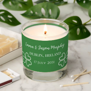 Modern Green Irish Clover Leaf Wedding   Scented Candle