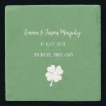 Modern Green Irish Four Leaf Clover Wedding Favor Stone Coaster<br><div class="desc">Modern Green Irish Four Leaf Clover St Patricks Day Wedding,  Engagment etc.</div>