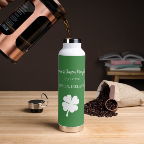  Modern Green Irish Four Leaf Clover Wedding Favor Water Bottle