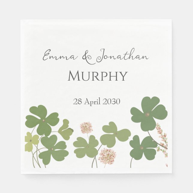  Modern Green Irish Leaf Clover Wedding   Napkins (Front)