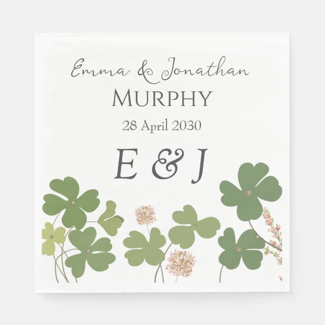  Modern Green Irish Leaf Clover Wedding   Napkins (Front)