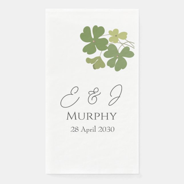 Modern Green Irish Leaf Clover Wedding   Paper Guest Towels (Front)