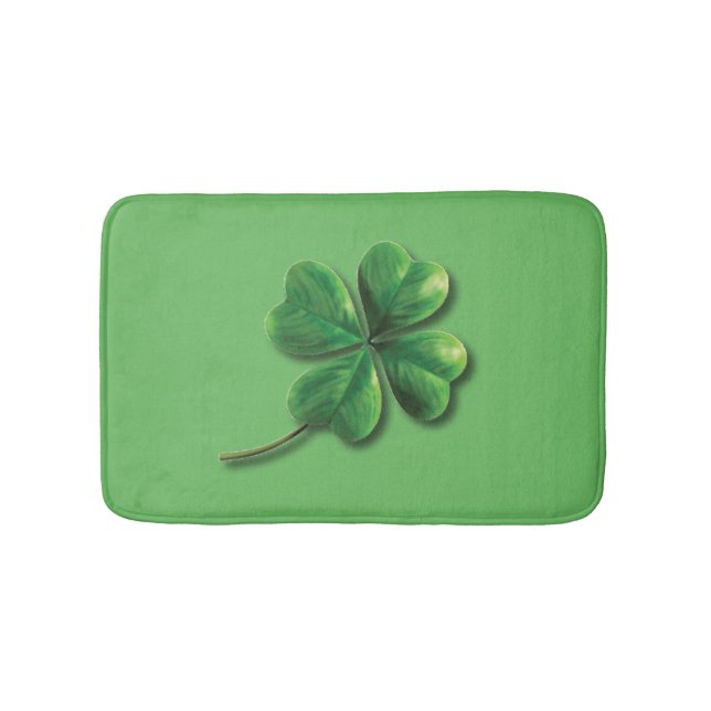 Modern Green Irish Shamrock Bath Mat (Front)