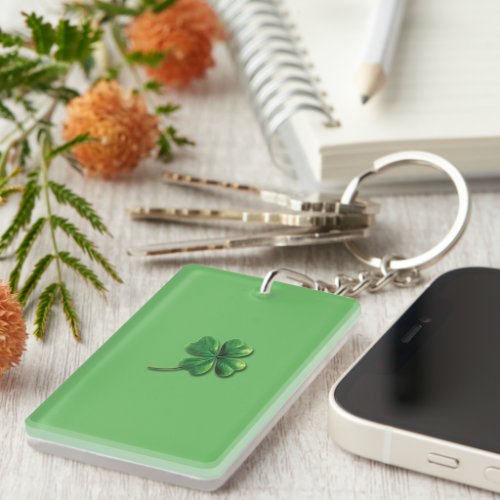 Modern Green Irish Shamrock Keychain