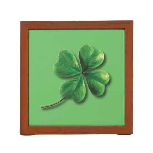 Modern Green Irish Shamrock PencilPen Holder