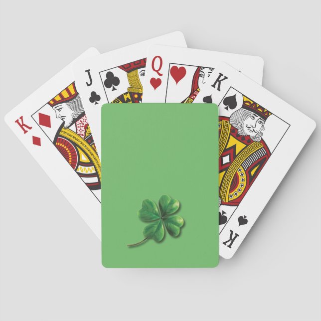 Modern Green Irish Shamrock Poker Cards (Back)