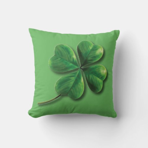 Modern Green Irish Shamrock Throw Pillow
