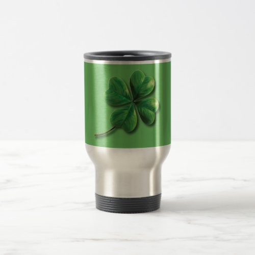 Modern Green Irish Shamrock Travel Mug